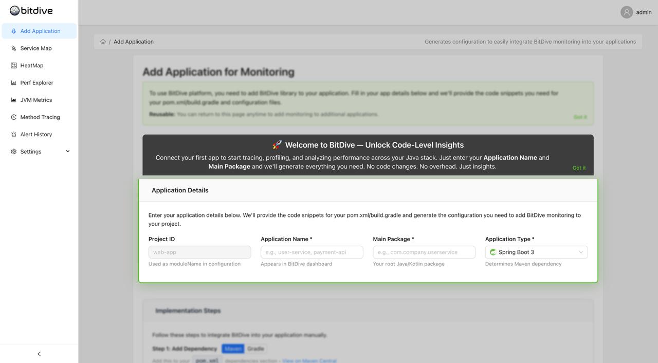 BitDive Agent Setup - Application Details