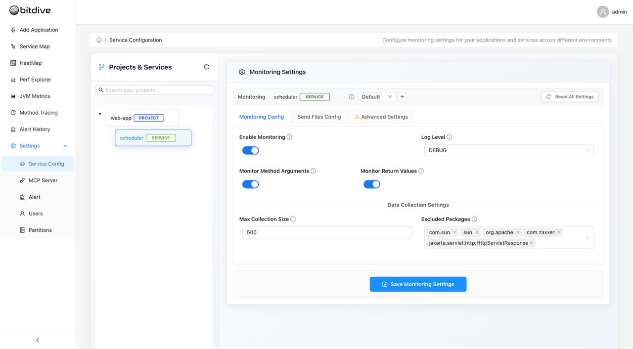 BitDive Monitoring Config Settings