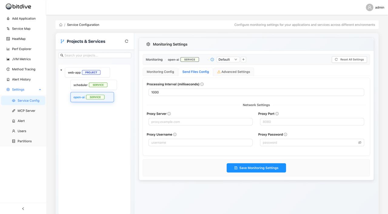 BitDive Send Files Config