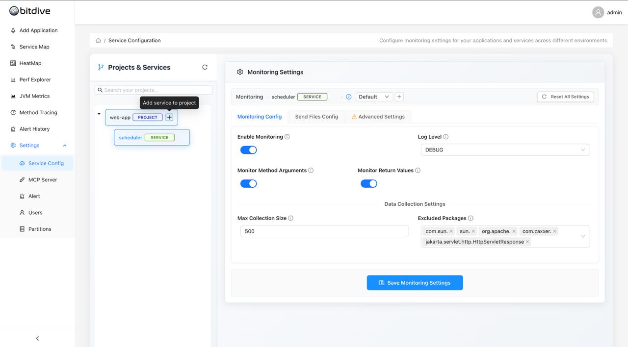 BitDive Service Selection