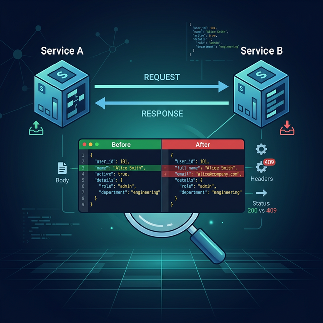 Detecting inter-service API regression: before/after comparison of HTTP exchanges between microservices