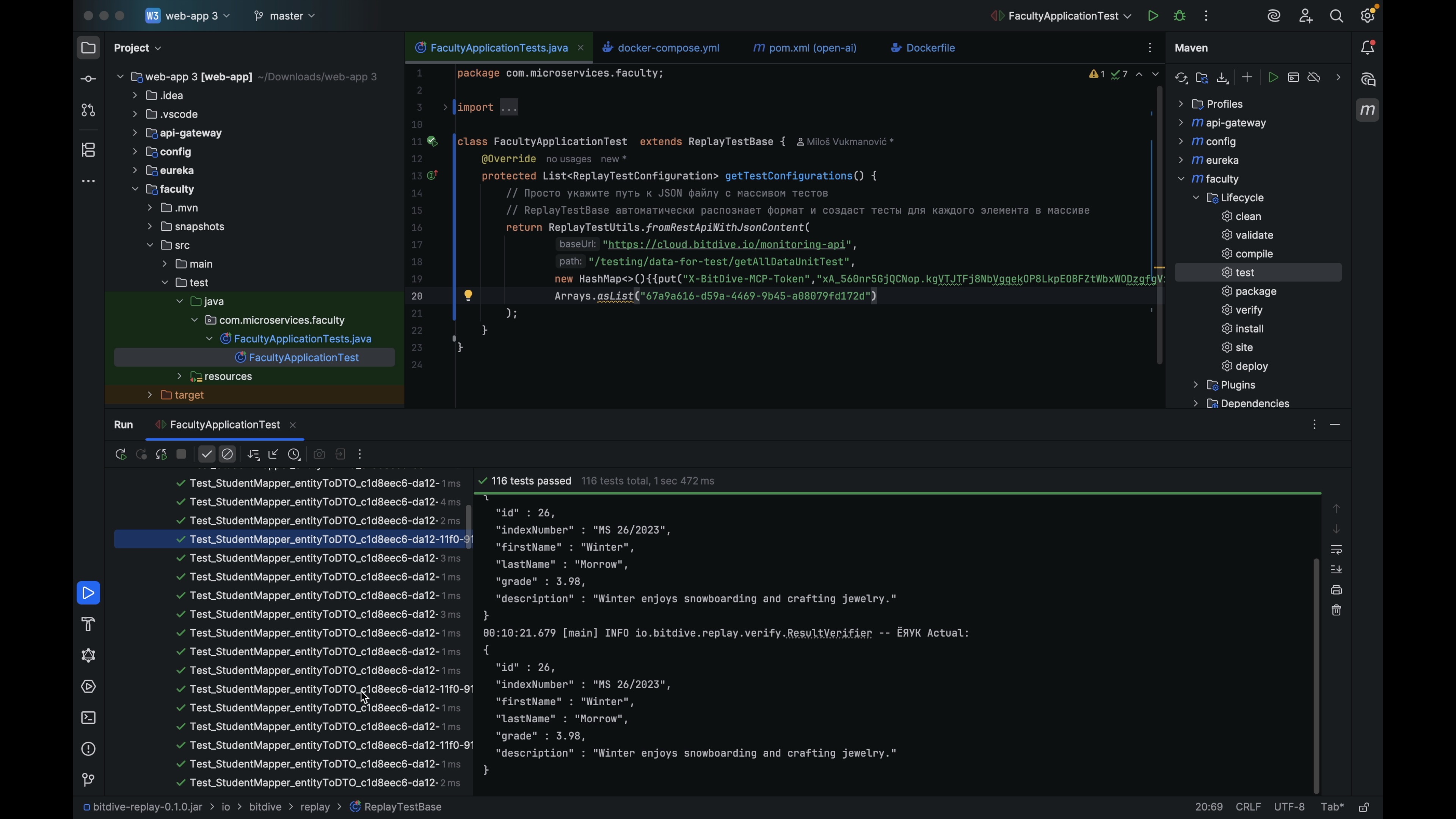 Reviewing unit test results and deviations in IDE using BitDive Replay