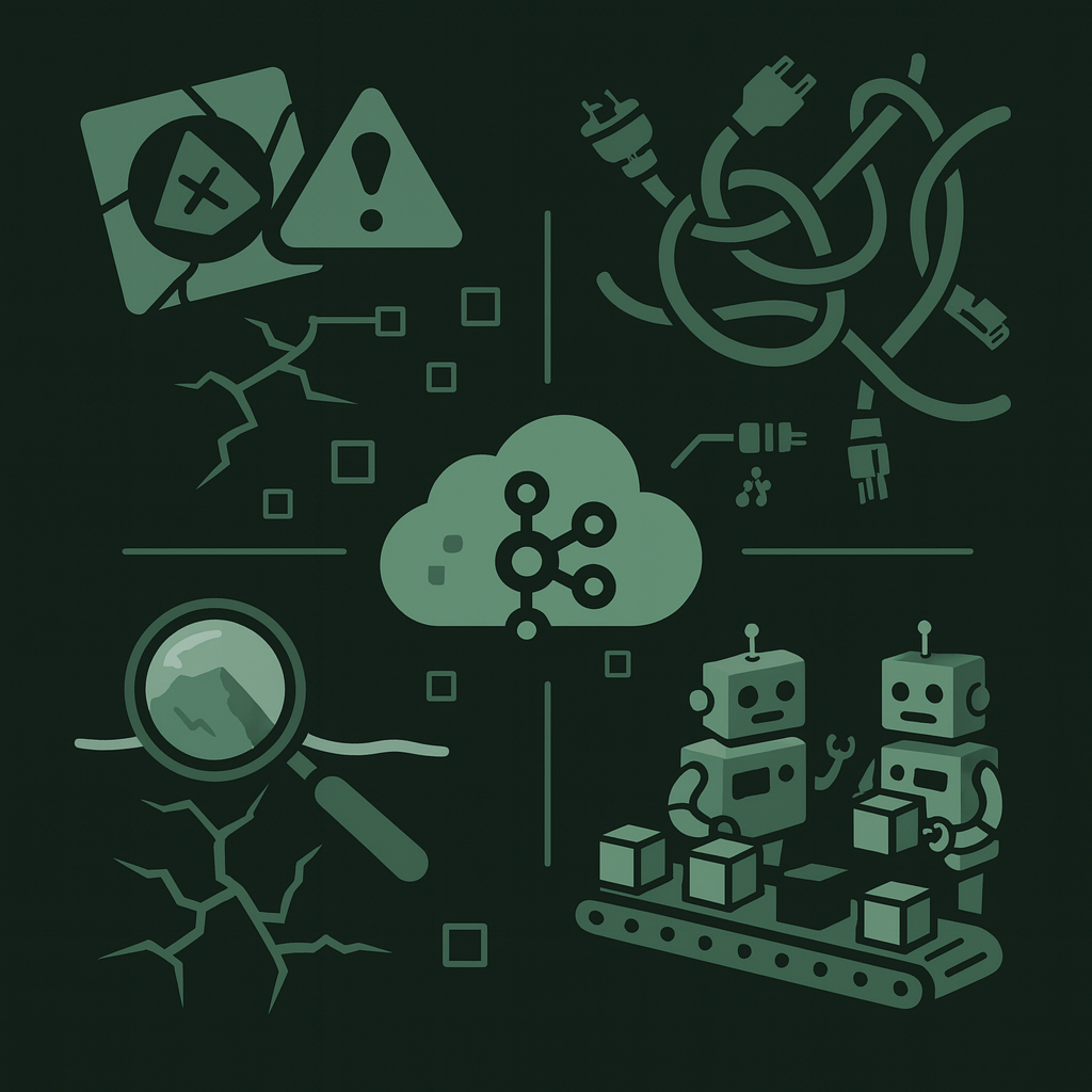 Modern integration testing challenges: distributed systems, async workflows, mocks, and automation complexity
